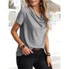 Women Casual Solid Color Short Sleeve Loose T Shirt