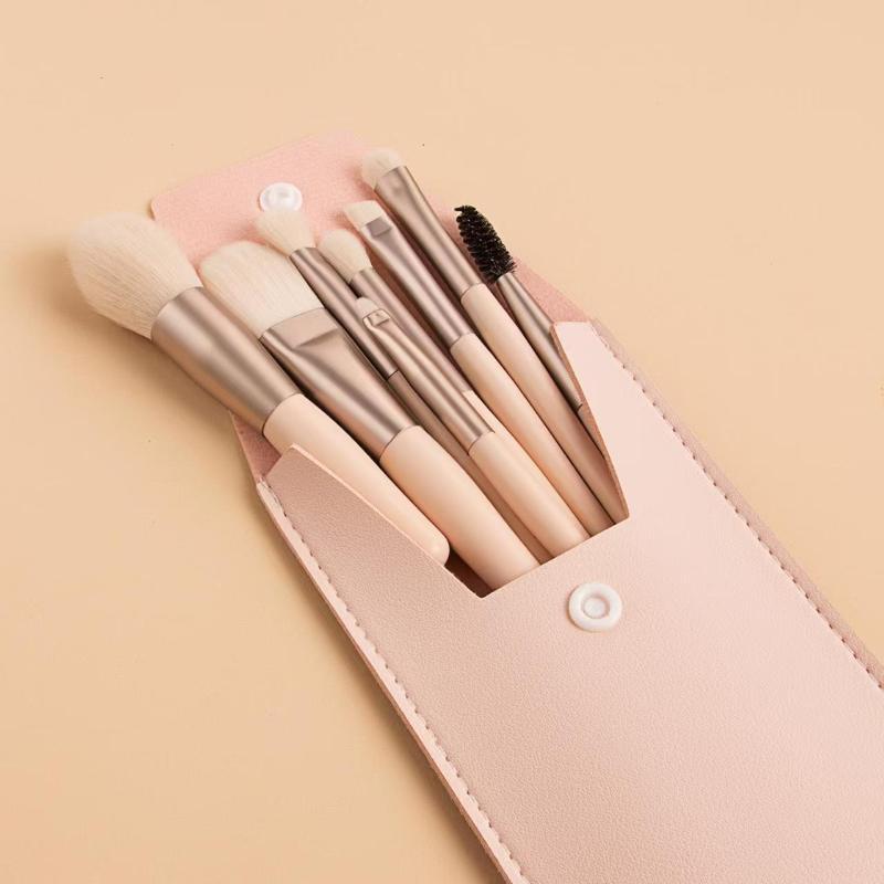 8 Pcs Premium Professional Makeup Brush Set Soft Synthetic Bristles Portable Pu Case For Daily Use Travel And Beauty Enthusiasts