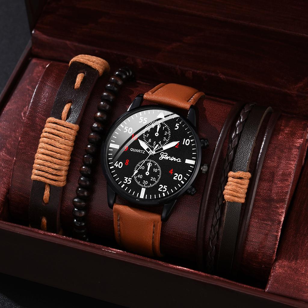 Men's Watch High-end Hong Kong Style Fashion Watch Fashion Versatile Quartz Watch High-end Watch Men's Watch Set