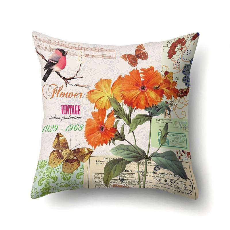 Polyester Pillowcase Automobile Decoration Retro Print Pillowcase Waist Cushion Cover Tower Bedside Cushion Cover