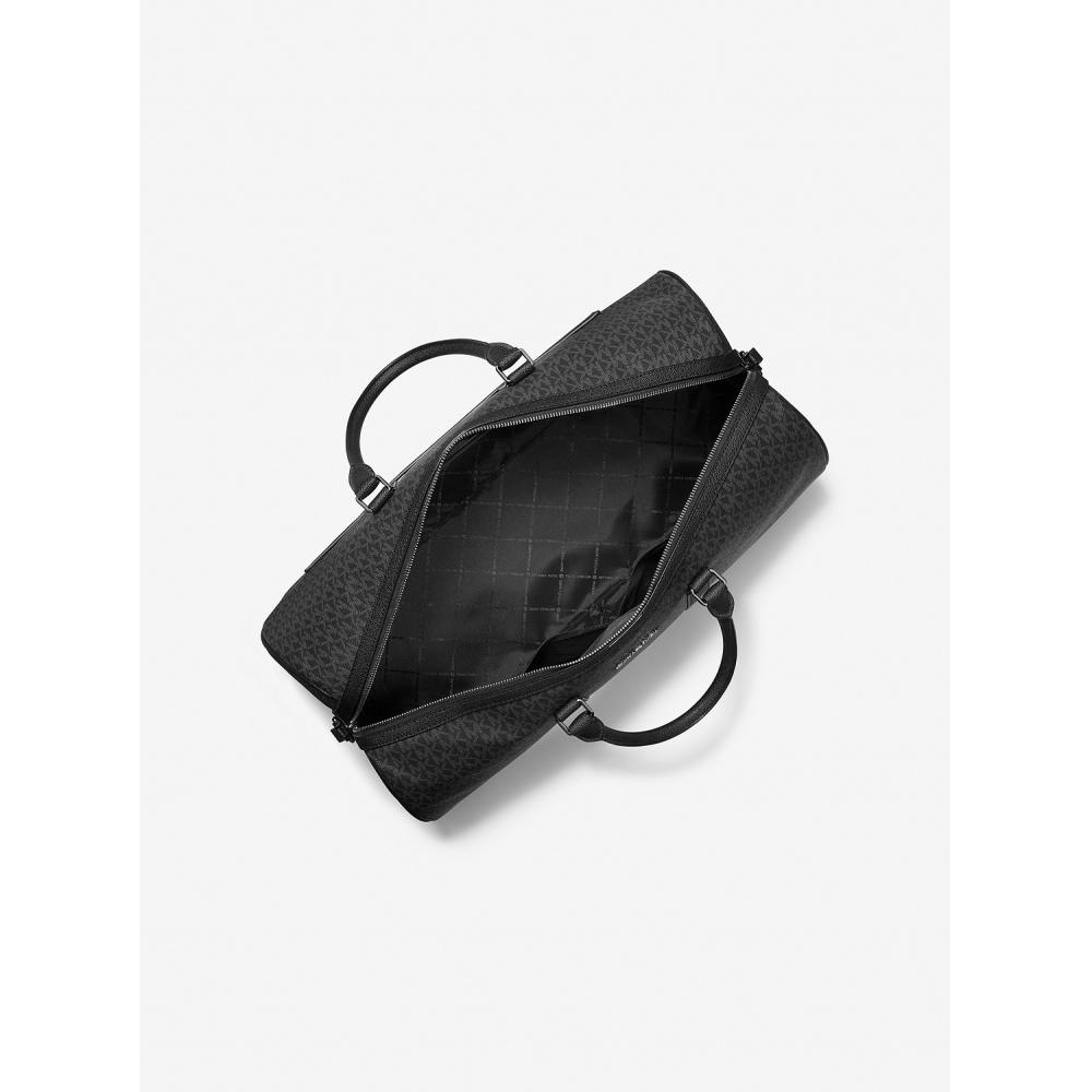 Michael Kors Harrison Duffle Boston Bag Mk Signature 37h0lhru3b1 Black