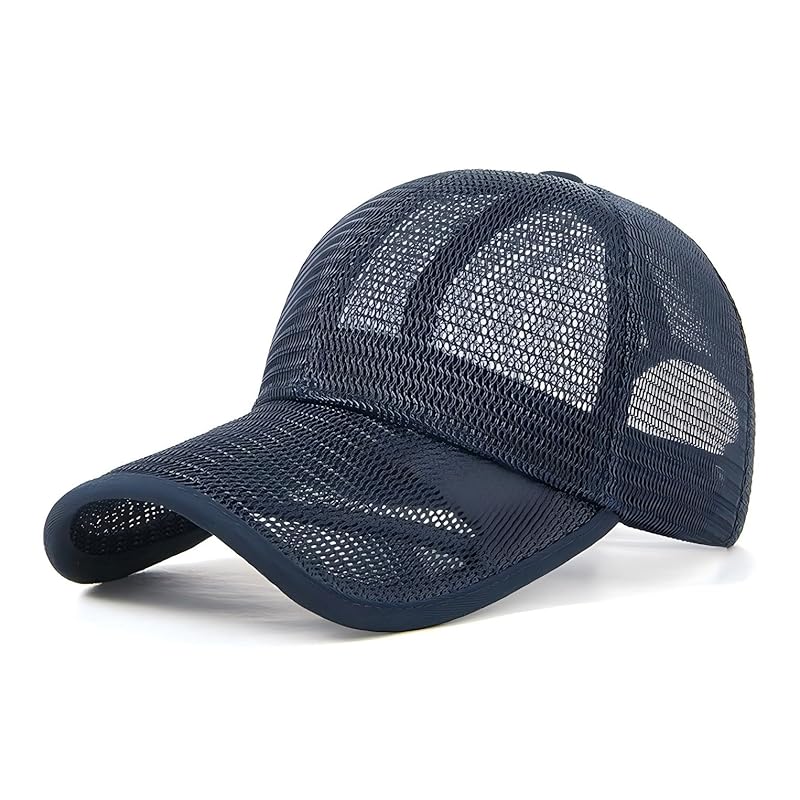 

[Lovechic] All mesh cap men s big size hat mesh Larger spring summer autumn Fashionable 60-65cm Size adjustable (navy)