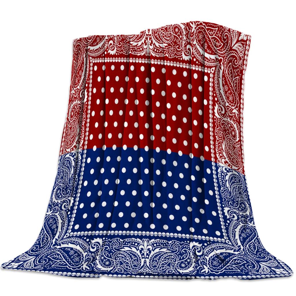 Bandana Pattern Flannel Blanket for Bed Sofa Portable Soft Fleece Throw Funny Plush Bedspreads