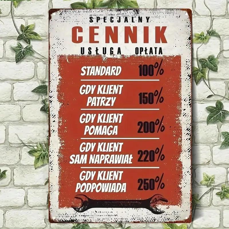 Polish Tin Metal Sign Vintage Wall Art Inch Retro Cafe Garage Decor