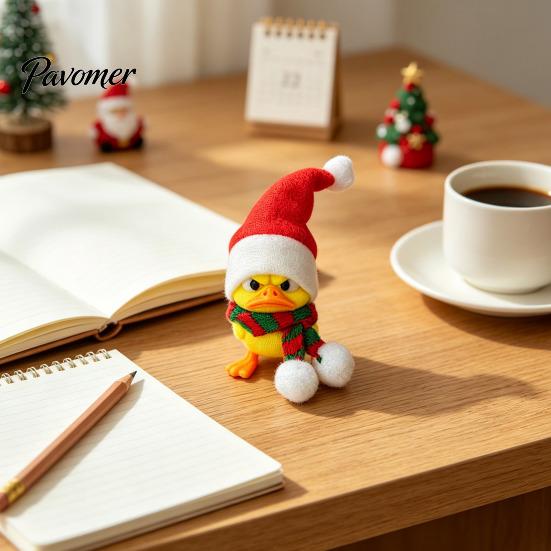 Décoration de pièce amusante et festive, Ornement Petit Canard de Noël, Figurine Mignonne Imprimée en 3D, Animaux Figurine Amovible pour la Maison et Design Foulard,