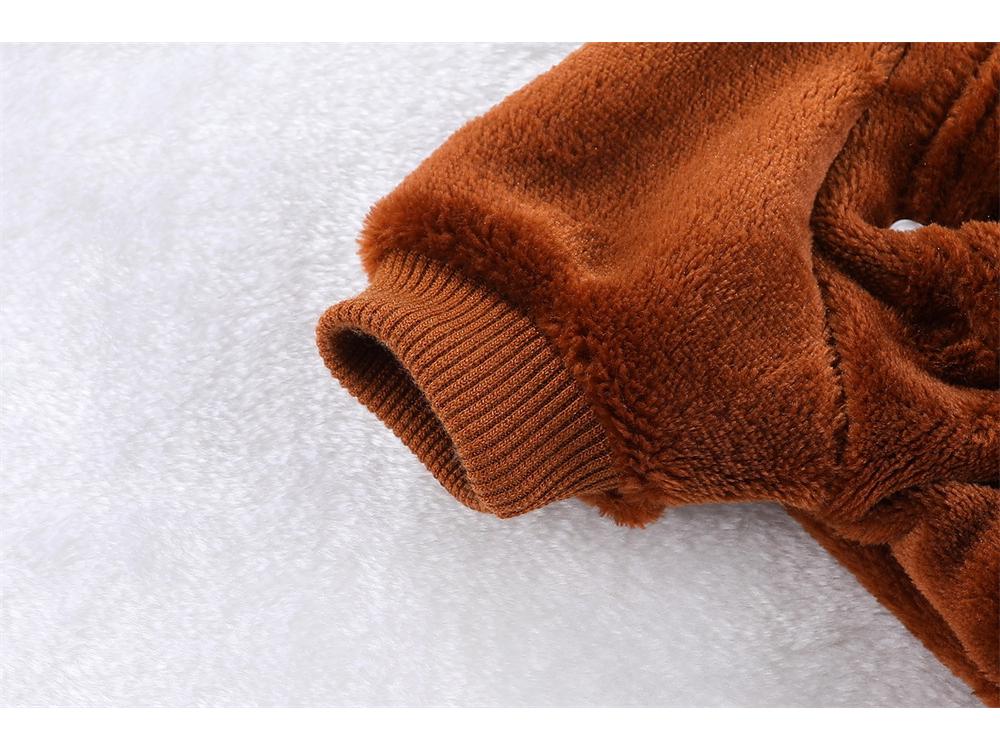 Verdickter Flanell Vierbeinige Haustierkleidung für Herbst/Winter - Anleinbar, Ohne Kapuze, Passt Hunden und Katzen