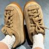 Wang Jiaer-Inspired Women's 2025 Autumn Leather Sneakers: Thick-Sole, Height-Boosting Casual Sports Shoes