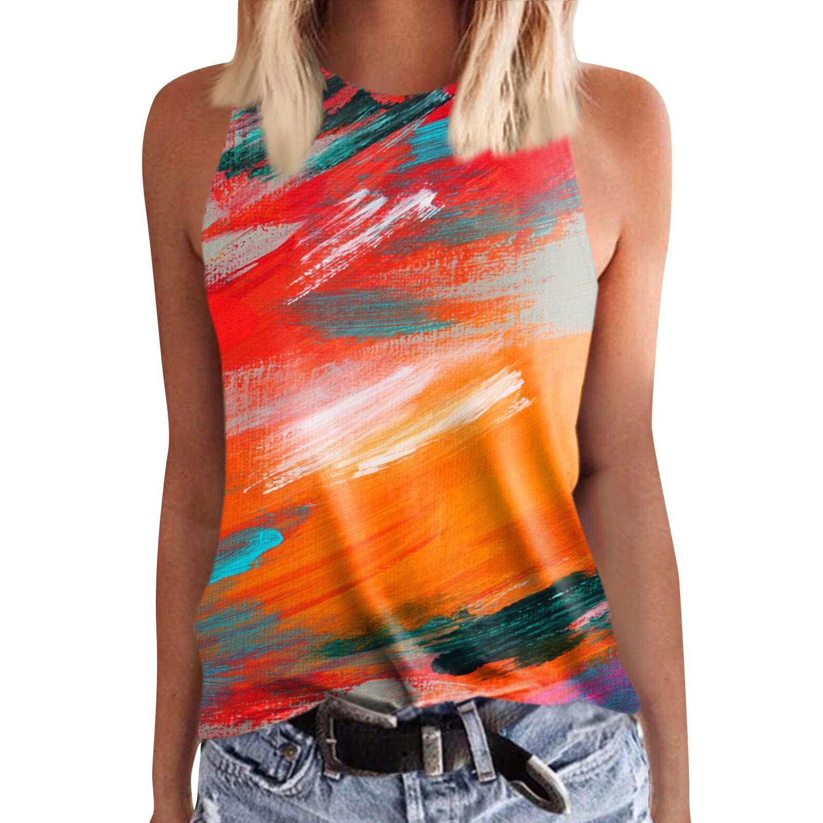 

Женская летняя сексуальная майка без рукавов с ярким принтом M