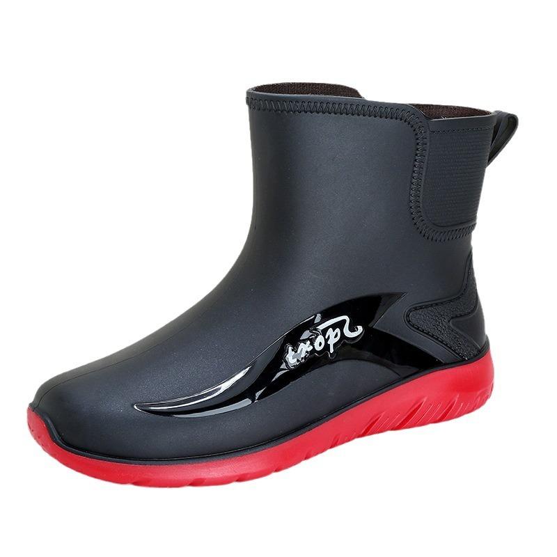 Modische Regenschuhe kurze Wasserschuhe flache Sohle warme wasserdichte Stiefel kurze Studenten-Gummischuhe Herren-Überschuhe