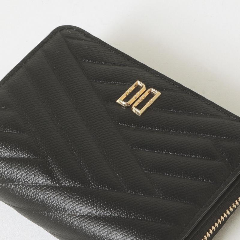 Daks Black Carlisle Embossed Leather Golddd Zipper 2 Fold Wallet Dcwa6e216bk