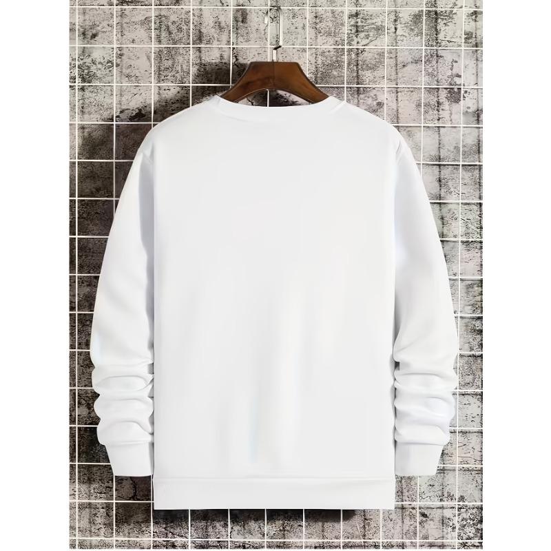 Men's Red Butterfly And Skull Print Crew Neck Sweatshirt, Loose Long Sleeve Pullover For Everyday Casual Wear.