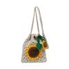 Drawstring Sunflower Shoulder Bag Knitted Sunflower Knitted Bag Handwoven Knit Bag  Girl Gift