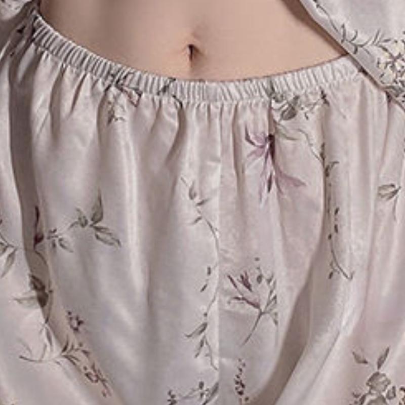 Sexy Ice Silk Pajamas Lace Women Vintage Suspenders Two Piece Shorts Suits Female Sweet Printed Home Clothes Nightwear