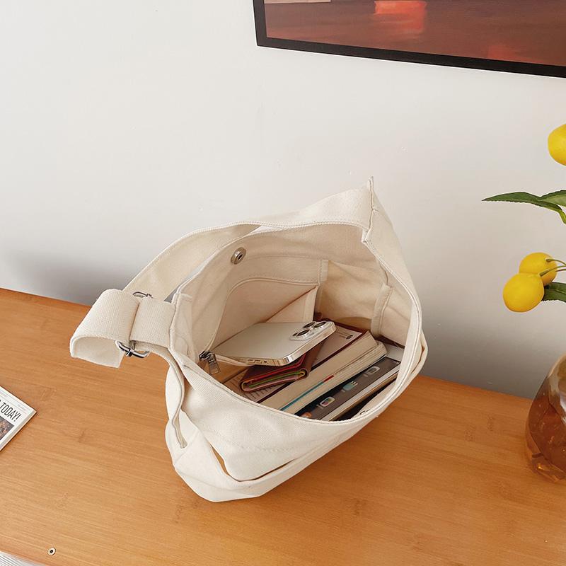 Large Capacity Tote Bag Women's Canvas Bag Solid Color Shoulder Crossbody Bag