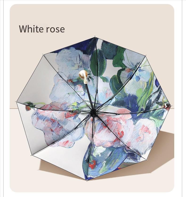 8 Spiler Trefoldig Håndåpnet Vinyl Dobbeltlags Paraply Parasoll Håndåpnet Paraply Regn