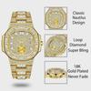 Hip Hop Iced Out Mens Watch Diamond Paved Analog Quartz Watch Waterproof Stainless Steel Luxury Wristwatch