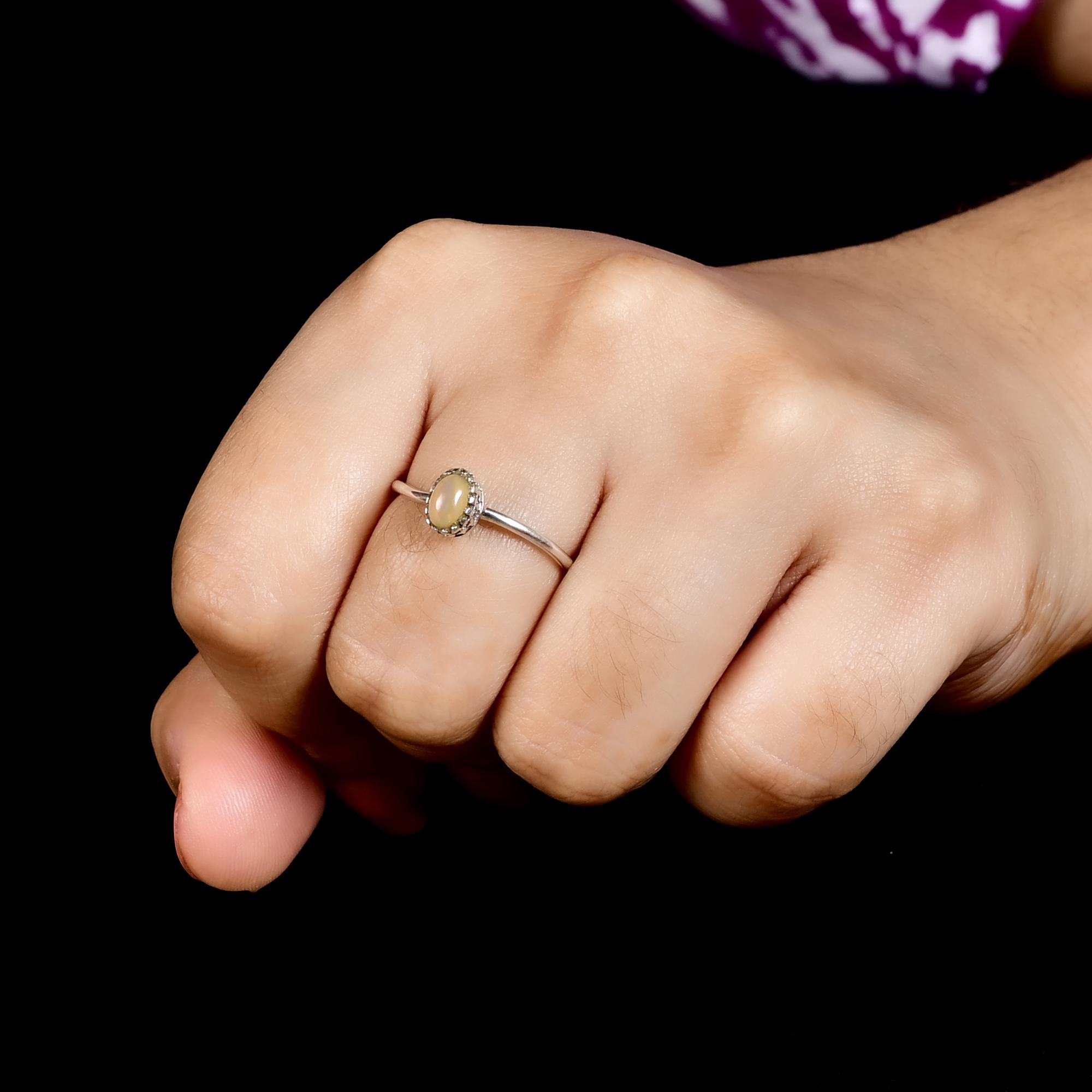 Ethiopian Opal Adjustable Ring 925 Sterling Silver, Minimalist Open Ring, October Birthstone Ring, Dainty Opal Jewelry Gift for Women 5