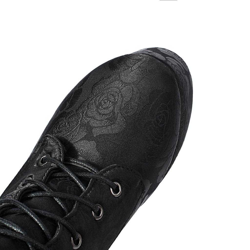 2025 New Ankle Platform Boots for Women Chunky Block High Heels Size 44 Autumn Winter Shoes Floral Cloth Patchwork Leather