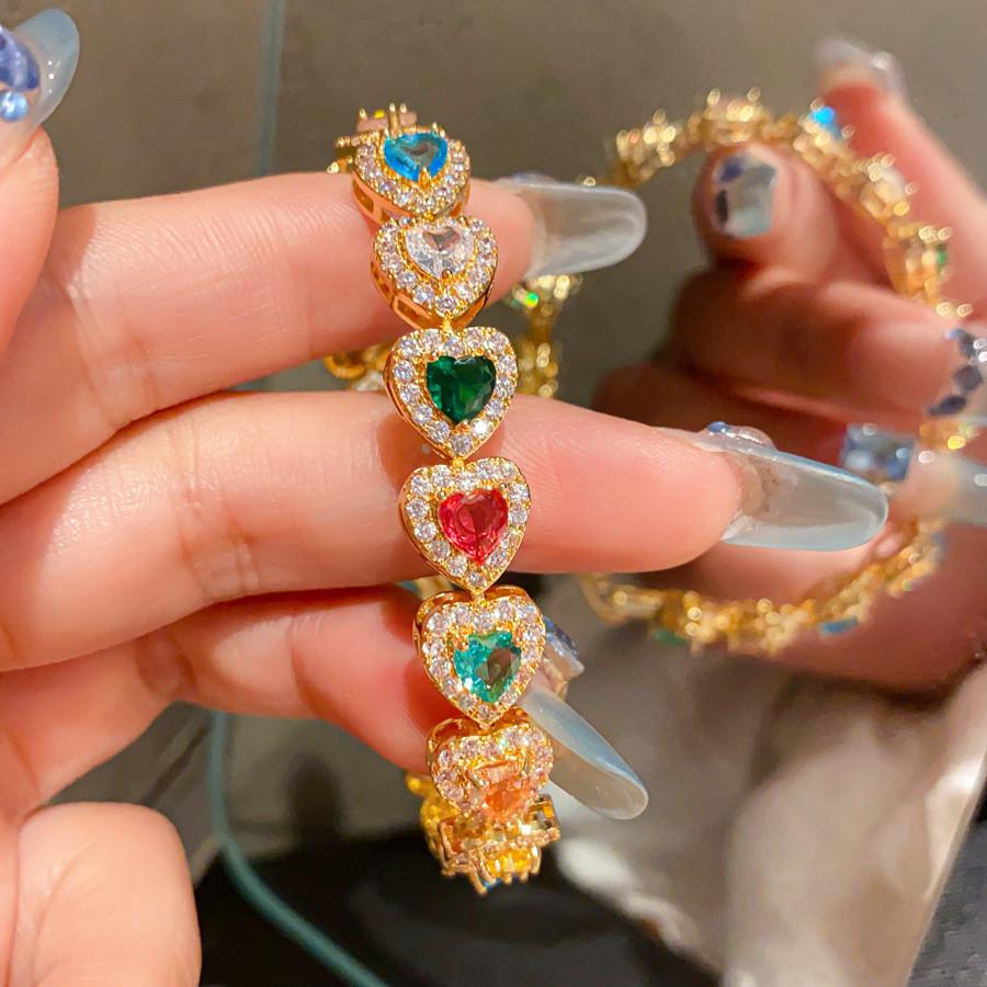 Vintage Silber Herzform Handkette Mit Zirkonia Für Damen Mode