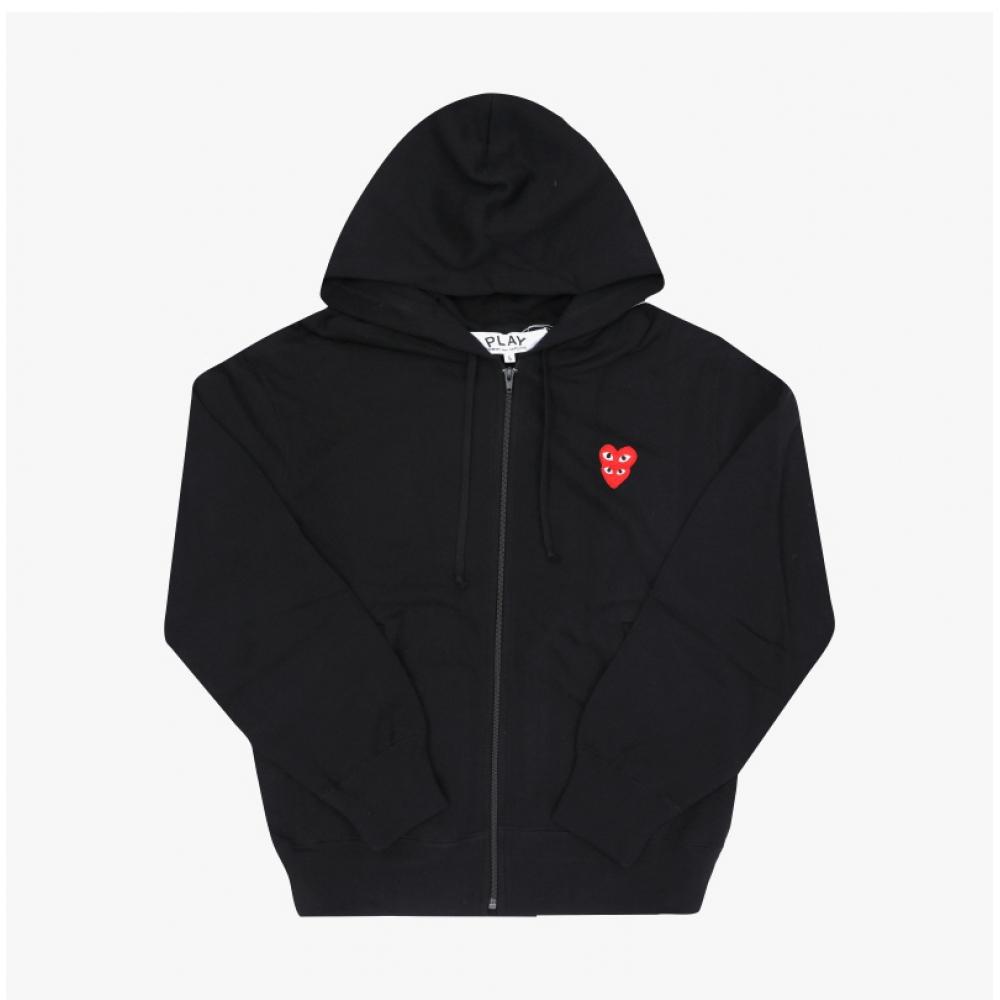 Comme Des Gar Ons Play Red Double Heart Wappen Hoodie Ax T294 051
