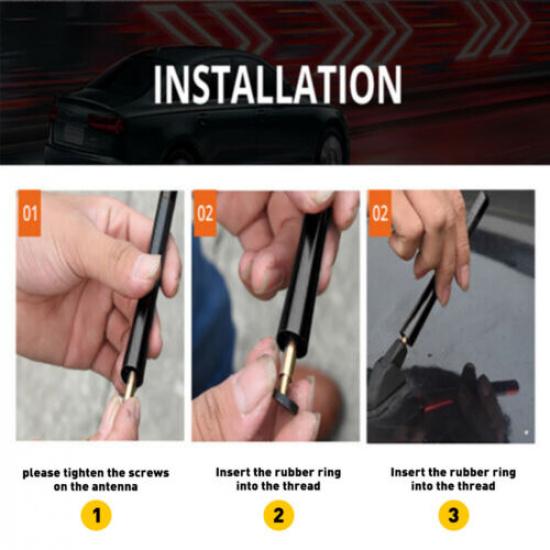 3" Car Carbon Fiber Screw Radio Short Antenna W/ Screw Kit Accessories Universal