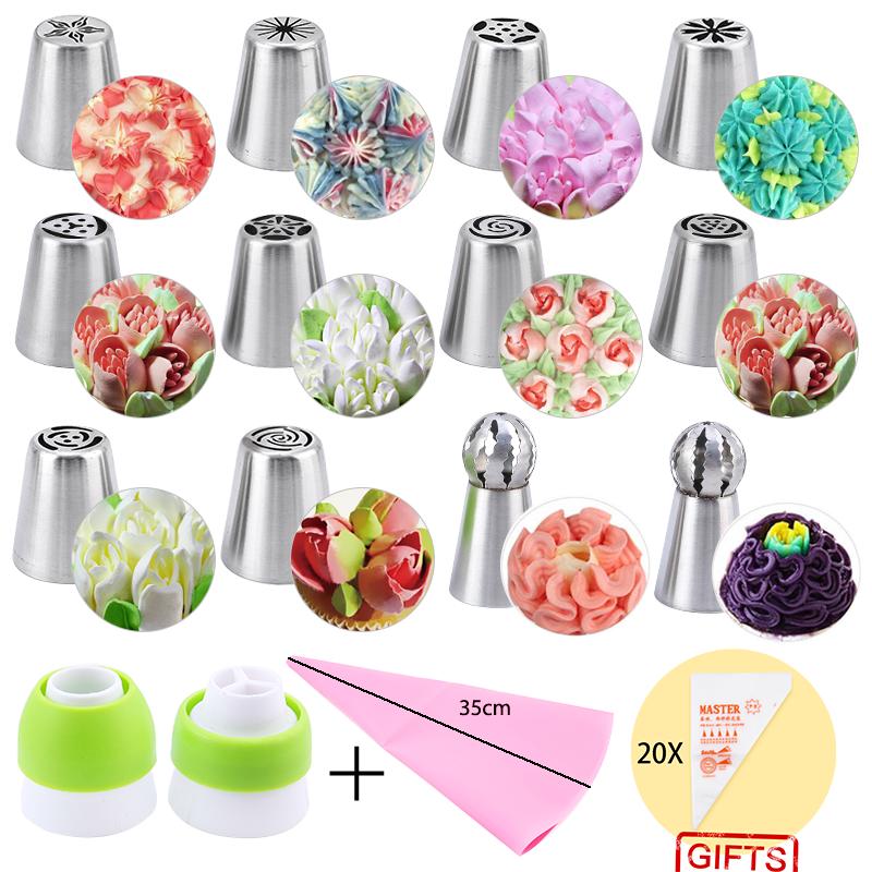 FAIS DU 8-52pcs Russian Piping Tips Cake Decorating Set Baking Supplies Set for Cupcake Rose Flower Nozzles Icing Pastry Tips