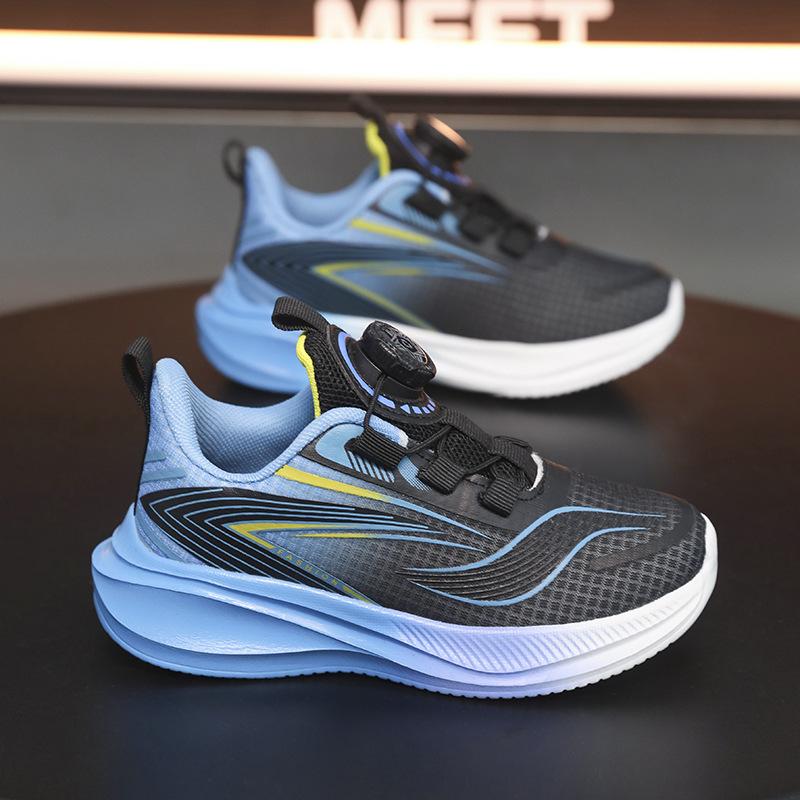 Children's sports shoes New mesh breathable boys' and students' running shoes Lightweight girls' school rotating buttons