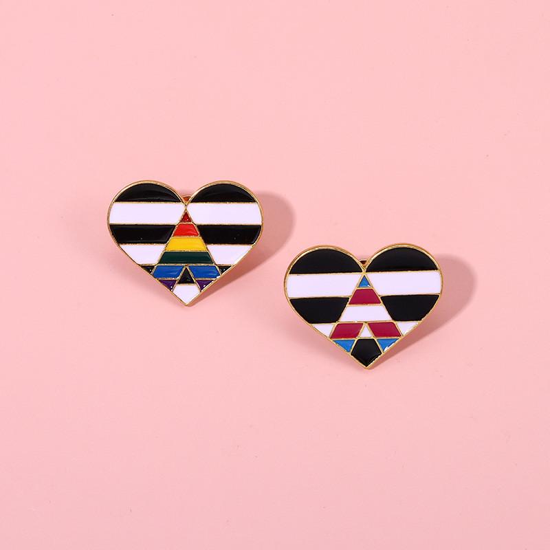 Creative Heart Shaped Rainbow Brooch Stylish Alloy Enamel Pin For Fashionable Personalization