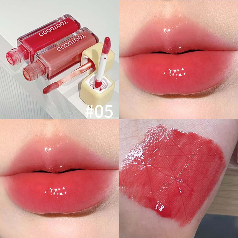 Dodo Toot Lip Glaze - Pink Mango Ripple: Korean Style, Age-Defying, Transfer-Resistant, Glassy Moisturizing Tint.