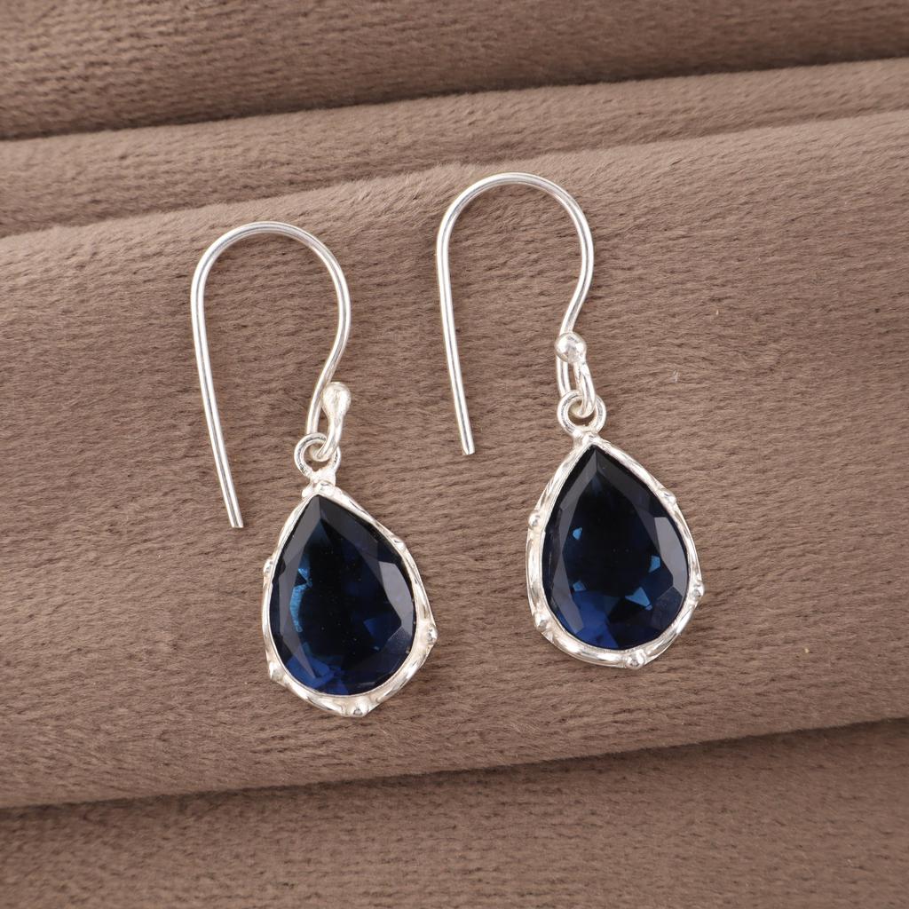 London Blue Topaz Jewelry, 925 Solid Sterling Silver Earrings, Handmade Gemstone Jewelry Earrings For Memorial Day