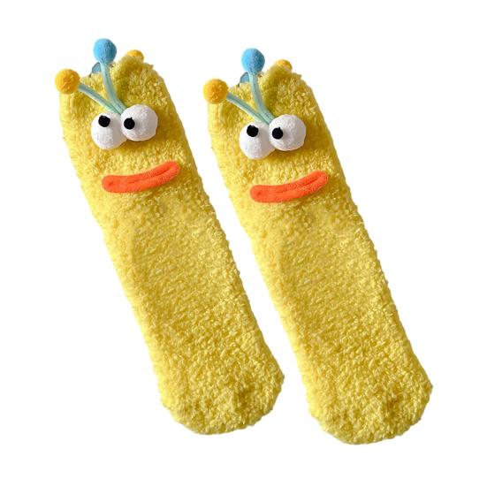 Funny Fuzzy Socks Cute Cartoon Fluffy Slipper Socks Women Men Warm Plush Crew Socks for Indoor Wear Sleep Holidays Birthdays Gift
