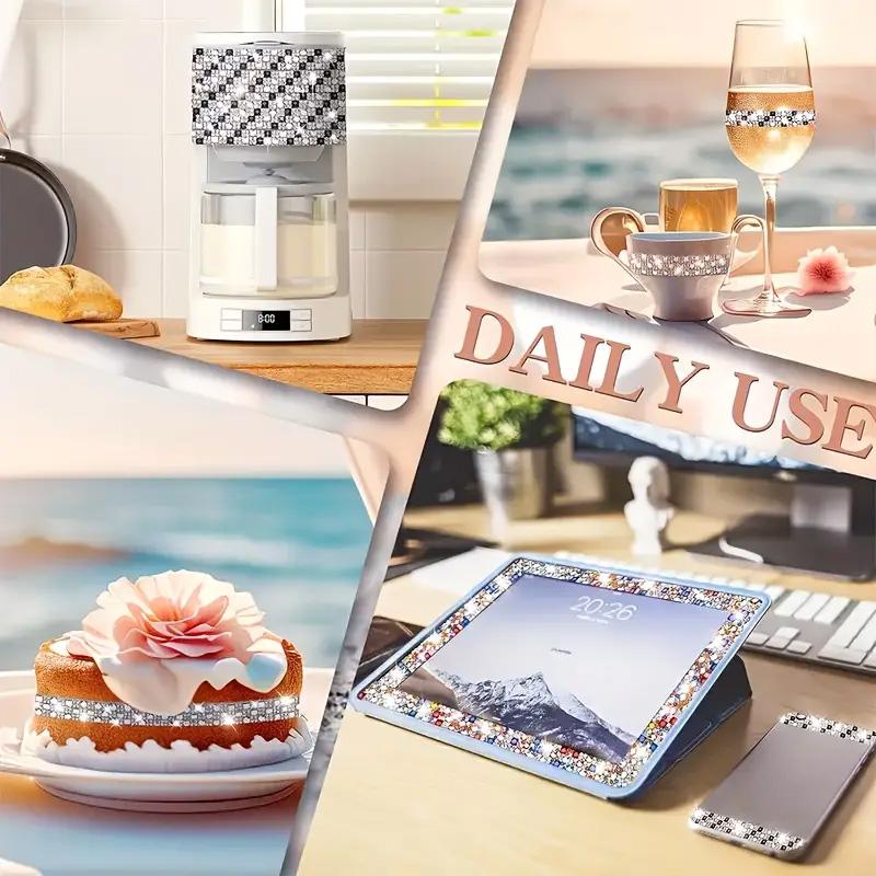 2 Rolls Clothing Accessories for Hats Bags Jackets Rhinestone Tape Iron-On Glass Self-Adhesive Chain Ribbon Multi-Color