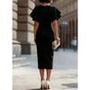 Robe Fourreau Élégante à Manches Volants 2026 pour Femmes, Robe Midi Bodycon à Col Rond Coupe Ajustée, Tenue Formelle pour le Bureau et les Soirées Cocktail