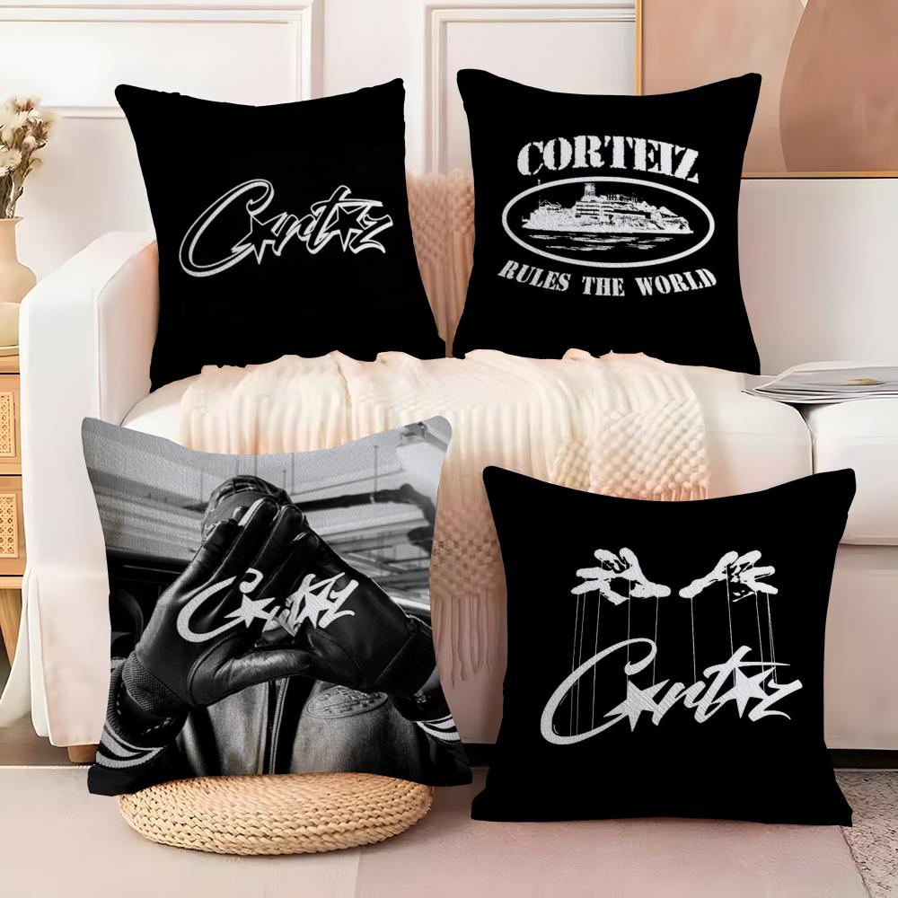 Fashion Brand C_Corteizs Cushion Cover Soft Plush Fabric Double-Sided Printed Sofa Cushion Cover For All Seasons Home Decor Gift