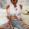 Sexy Hollow Out Vintage Blouse Women V-Neck Elegant Lace Shirts Summer  Printed Short Sleeve Blouses Female Casual Tops 19361