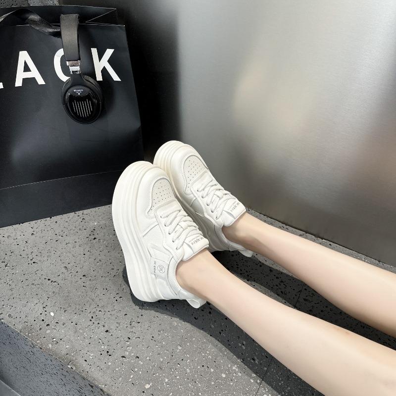 

кожаные туфли на толстой подошве, маленькие белые, женские, весенние, новые, легкие, с небольшой внутренней высотой, повседневные, спортивные туфли на платформе 34 белый