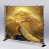 2D Elegant Gold Peacock Tapestry, Golden Bonsai Tree with Sparkling Bubbles Backdrop Cloth for Room Decor