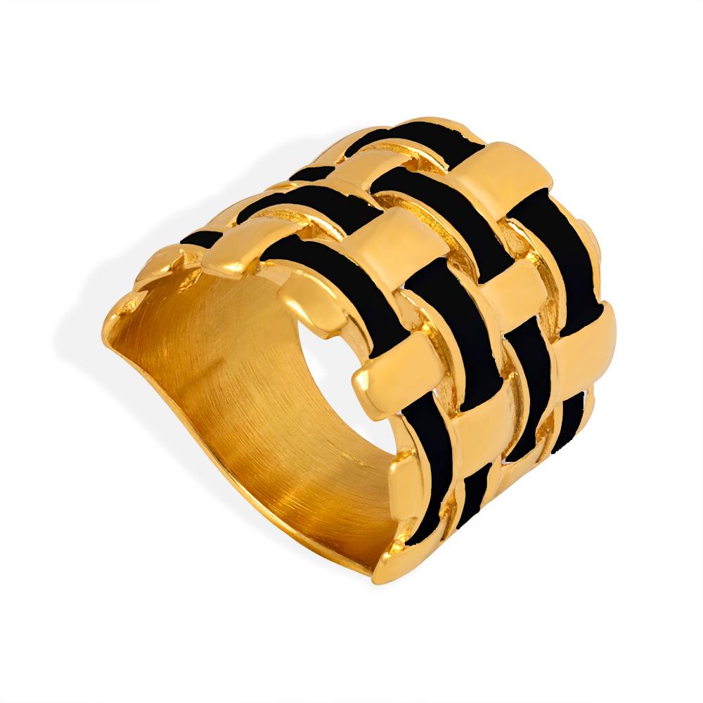 Stainless Steel Weave Wide Rings For Women Men 316L Black White Glaze Couple Rings Man Woman Female Ring Luxury Quality Jewelry