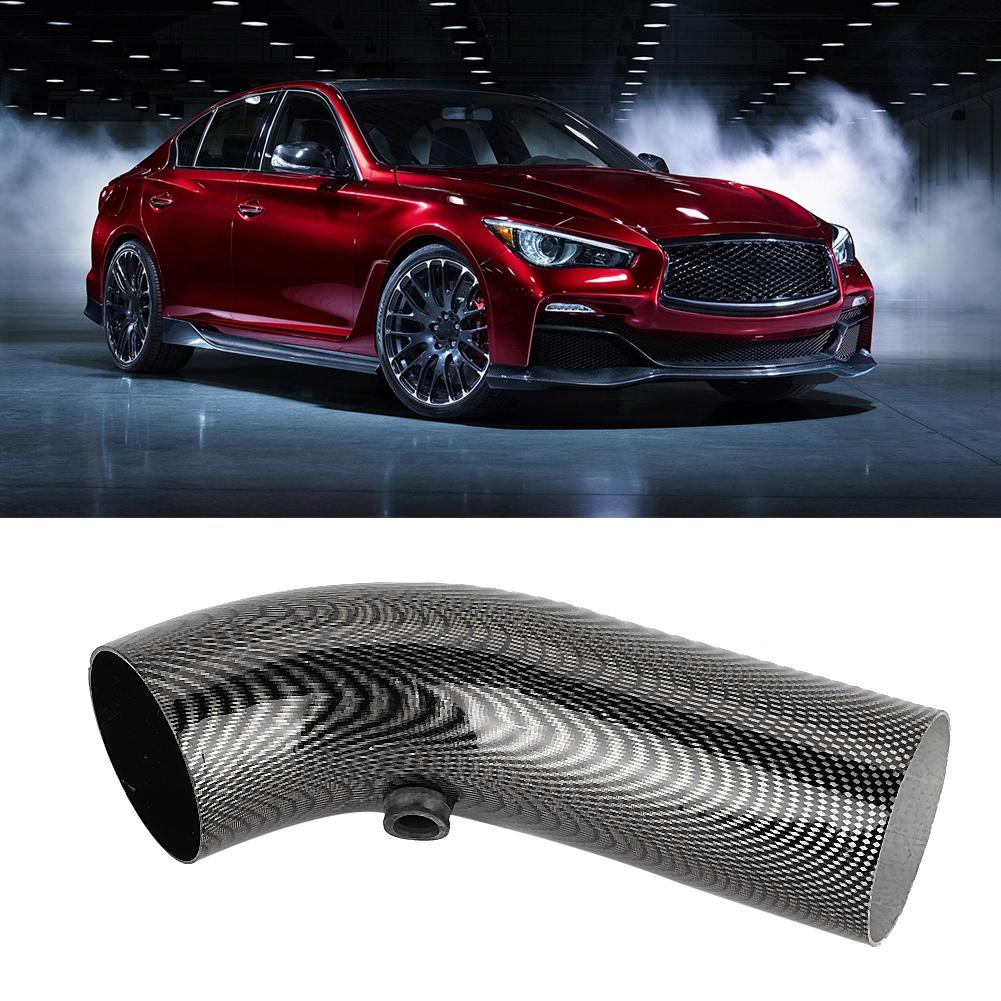 Universal Car 75mm Inlet Carbon Fiber Look Steel Cold Air Intake Pipe Accessory