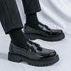 Men's loafers British style business dress glossy leather shoes platform casual one-pedal big head men's shoes large size 46