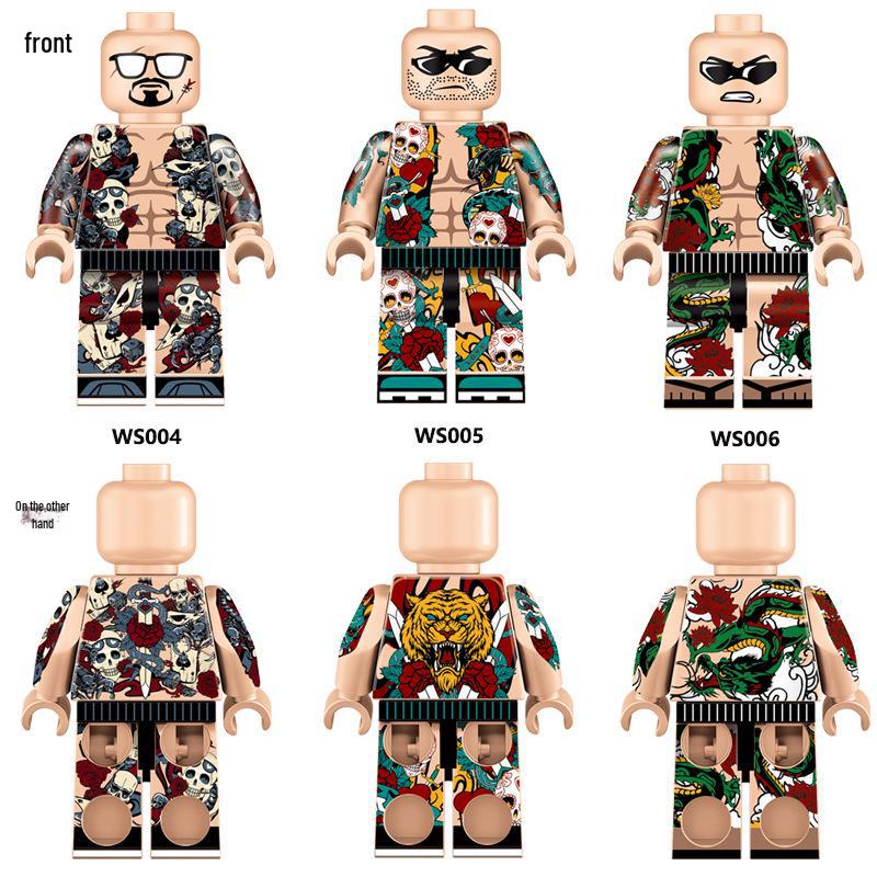 Classic Trendy Tattoo Pattern Building Blocks Minifigure Toy Set