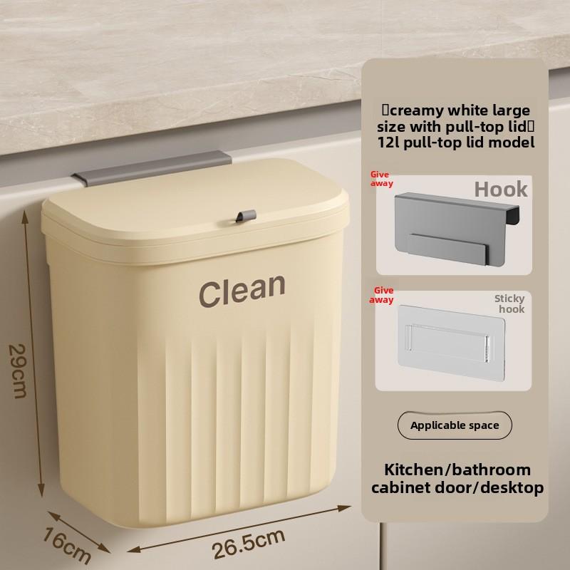 Küchenmülleimer mit Deckel, zum Aufhängen, leicht zu reinigen. Wandhängender Mülleimer für das Badezimmer. Haushalts-Dichtungsring für Wasserdichtigkeit.
