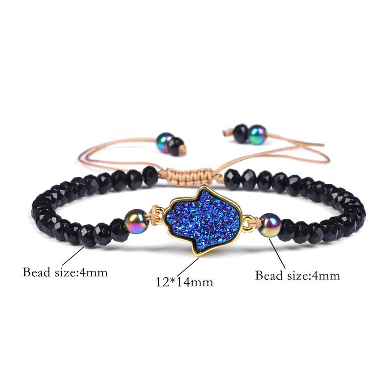 Handmade Braided Heart Moon Faceted Crystal Beads Multicolor Adjustable Woven Bracelet for Women Girls Jewelry Gift