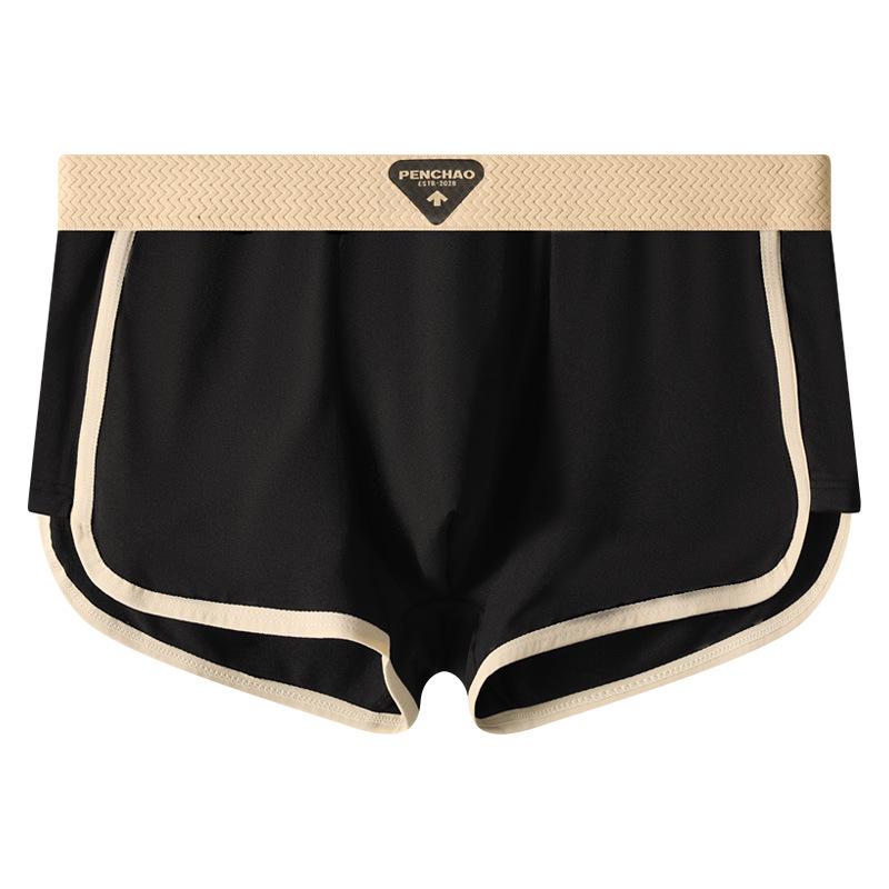 

Чоловічі однотонні зручні боксери-брифи з великим U-подібним мішечком M (recommended 45-55 kg) чорний