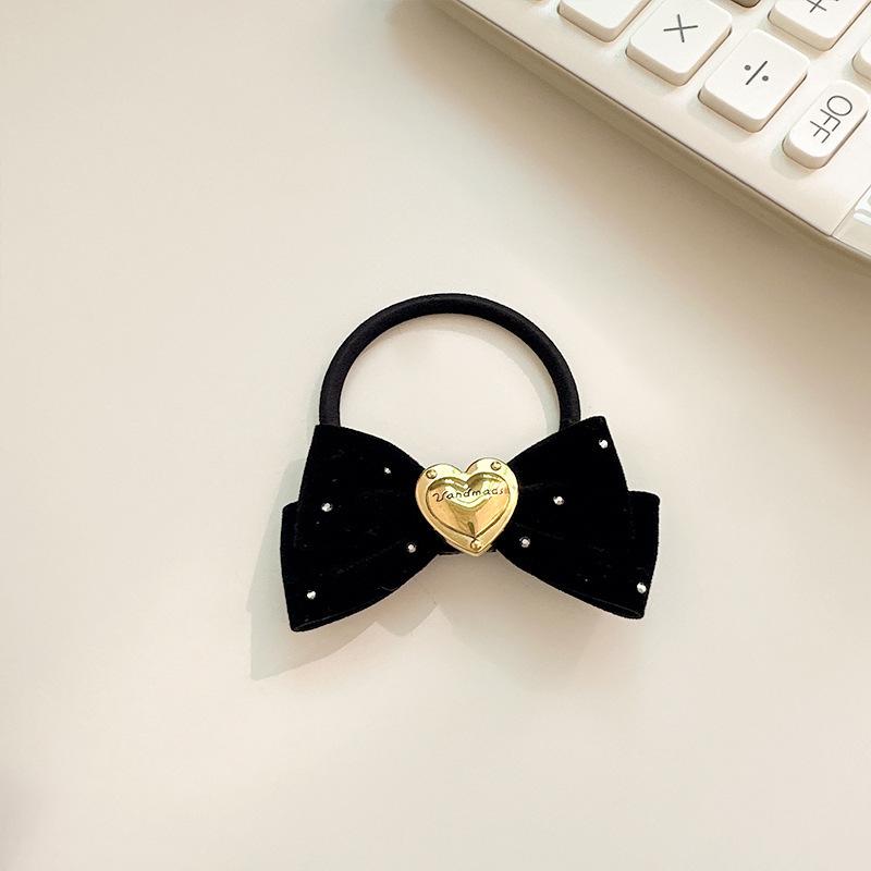 1PCS New Lovely Princess Metal Heart Bow Girls Elastic Hair Bands Children Hair Ties Kids Hair Accessories Baby Headwear