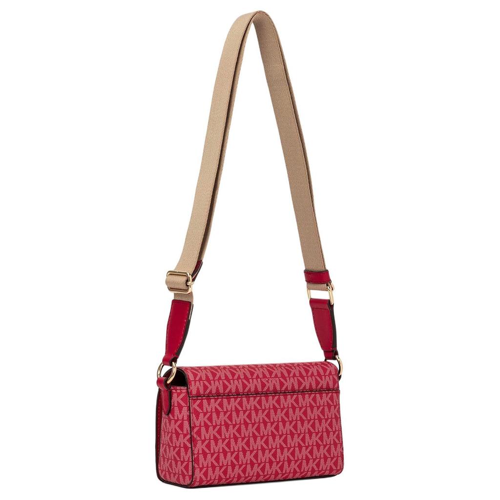 Michael Kors Vincent Logo Print Magnetic Closure Coated Canvas Crossbody Bag Women Bags Bright-Red 35F4G2VC5O-2610