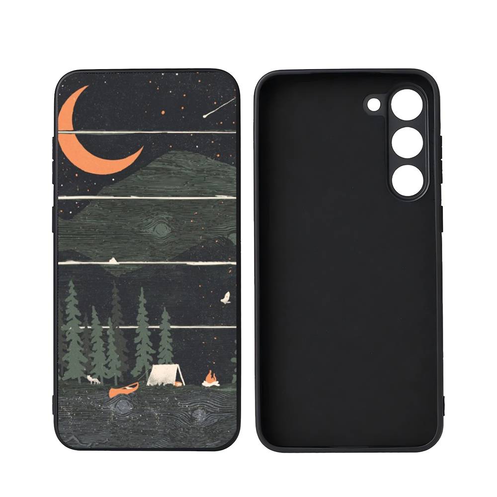 Camping Nature Mountain Luxury Black Phone Case For Samsung Galaxy S23 S24 S25 Ultra S22 Plus S21