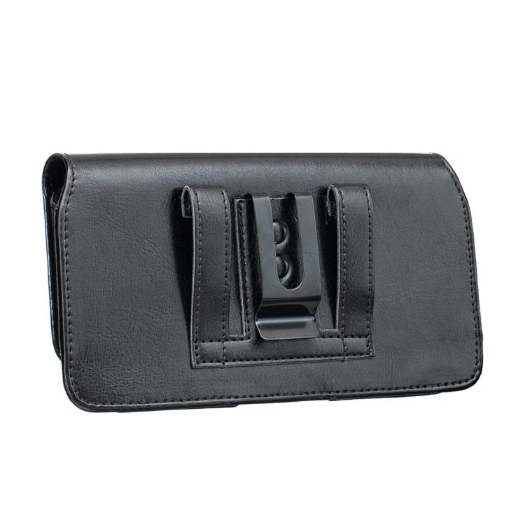 Black Horizontal Vegan Leather Phone Waist Bag For 6.3 Inch Mobile Phone Belt Pouch Portable Carry Holster Case