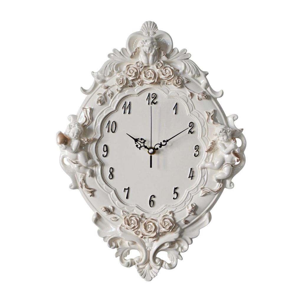 Contemporary European Wall Clock with Exquisite Resin Angel Sculptures for Home Décor