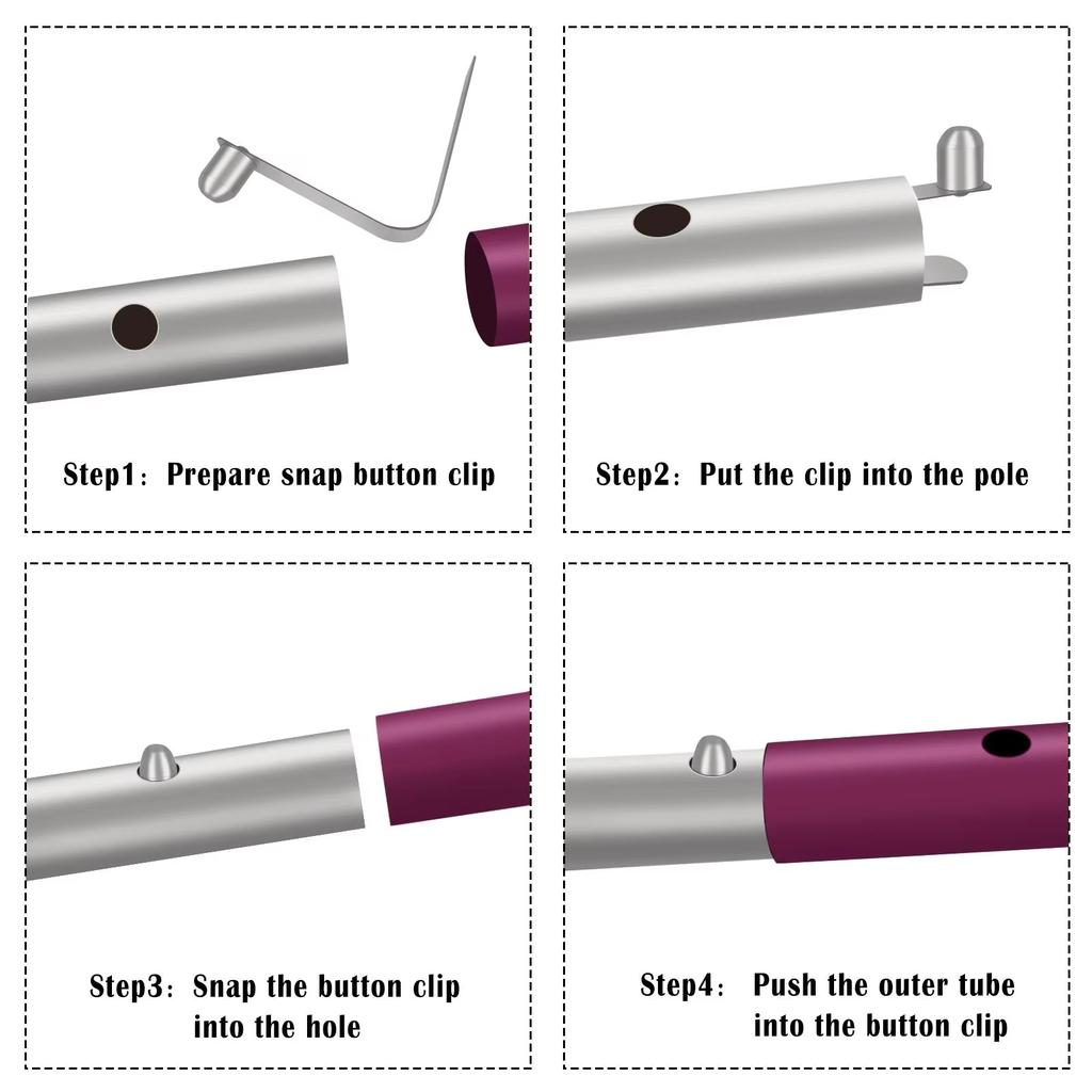 6 ks Kovové pružinové klipy na kajakové pádlo Tyče na stan Nerezová ocel Klipy s tlačítkem Kolíky pro aretaci trubek Snadné použití